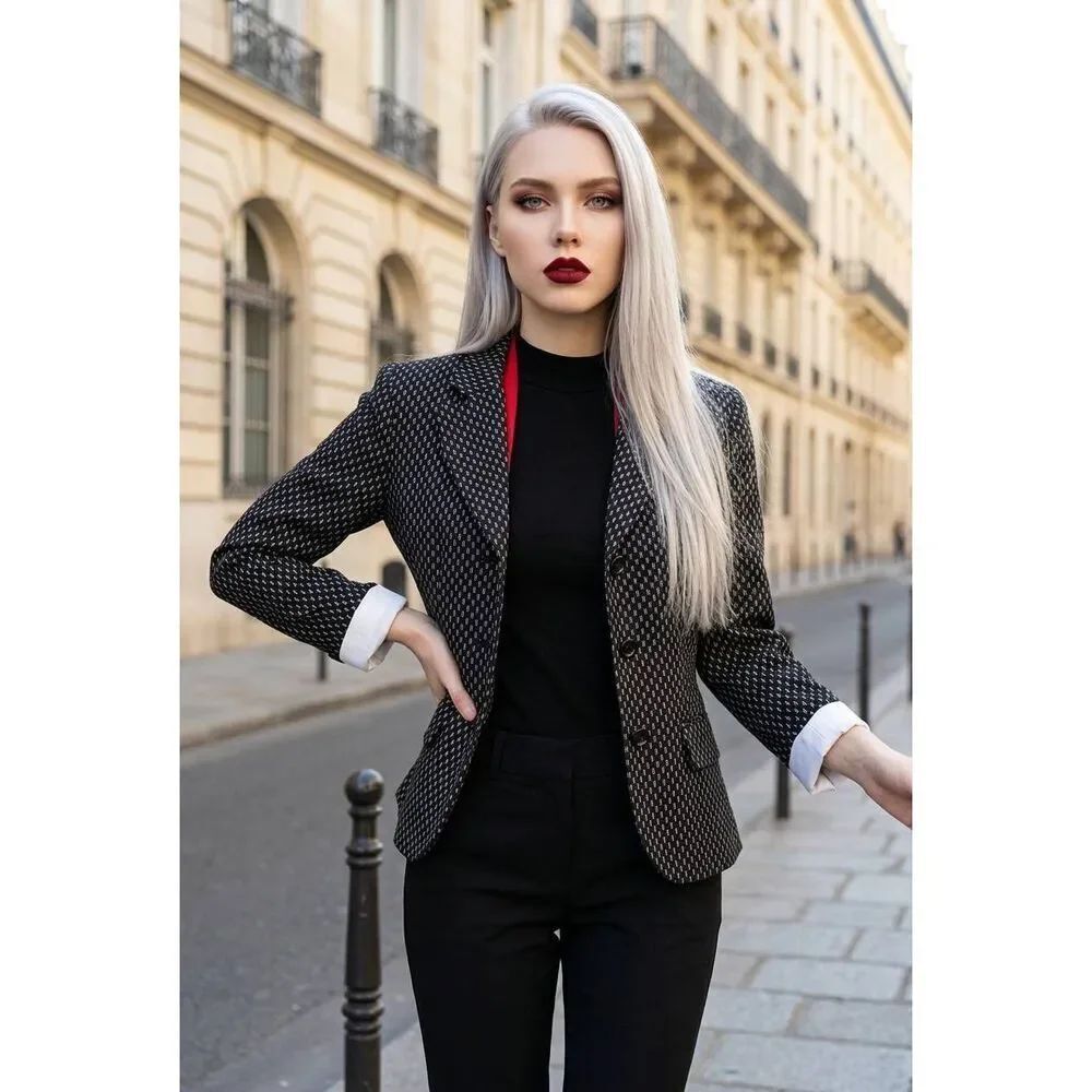 🇬🇪🔸️Vintage Sag Harbor Black Triple Button Suit Blazer Size 8